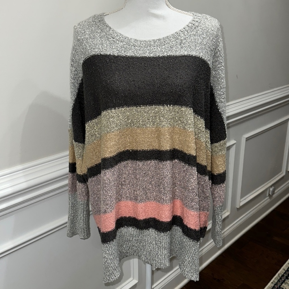 Wonderly Colorblock Striped Oversized Sweater size XL